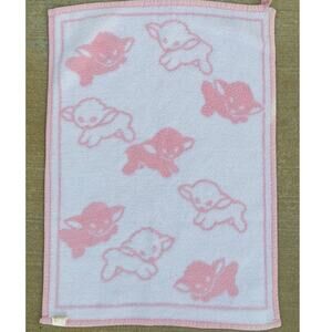 Vintage Dolan Reygers Acrylic Plush Baby Blanket Sheep Pink W. Germany Lovey